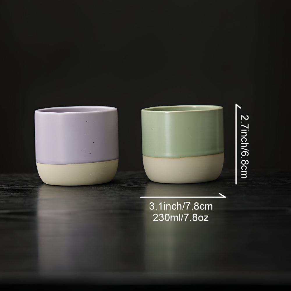 Ceramic Coffee Mug Set with Modern Two-Tone Design