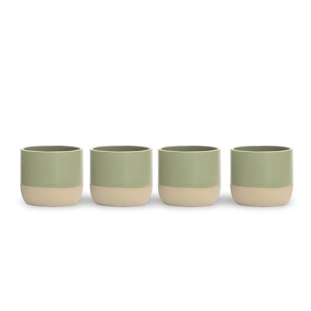 Ceramic Coffee Mug Set with Modern Two-Tone Design Green