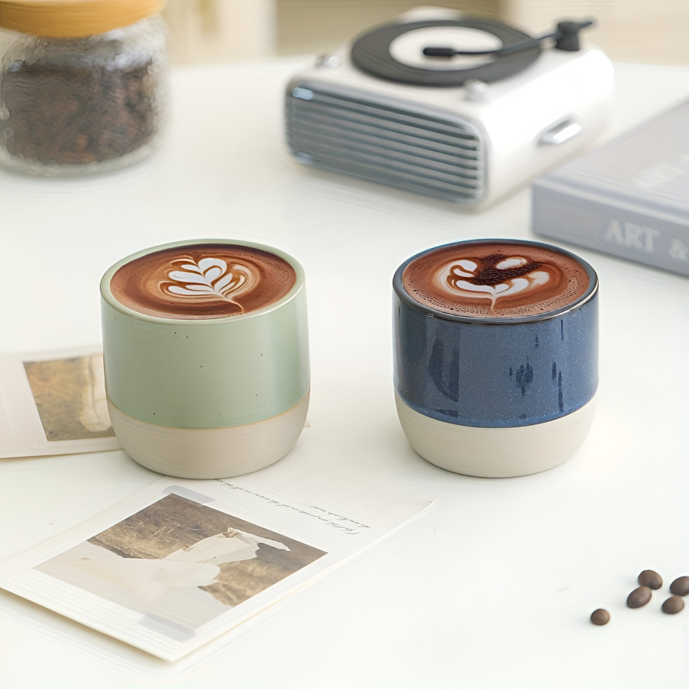 Ceramic Coffee Mug Set with Modern Two-Tone Design