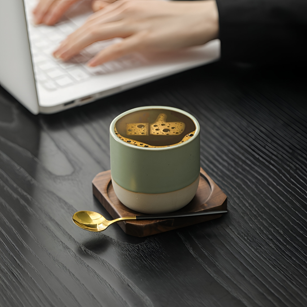 Ceramic Coffee Mug Set with Modern Two-Tone Design