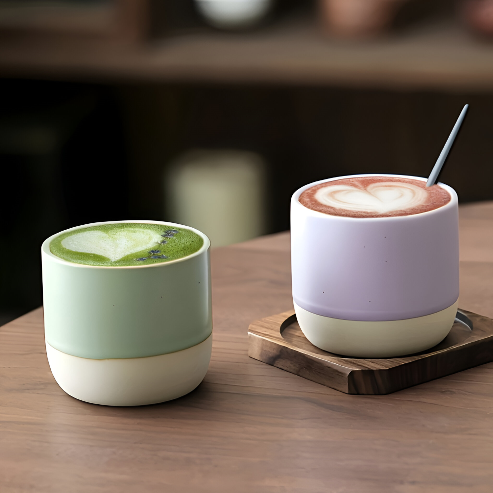 Ceramic Coffee Mug Set with Modern Two-Tone Design