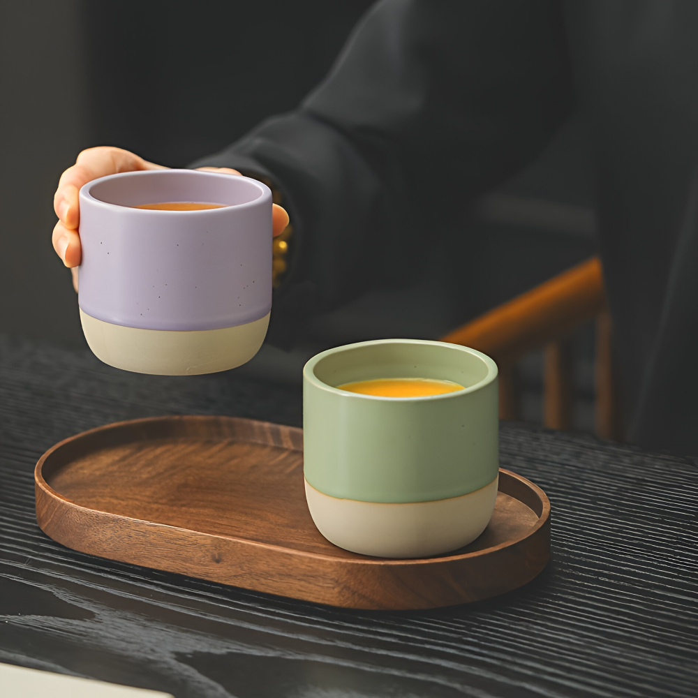 Ceramic Coffee Mug Set with Modern Two-Tone Design