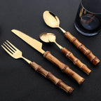 Bamboo Flatware Set with Wood Handles