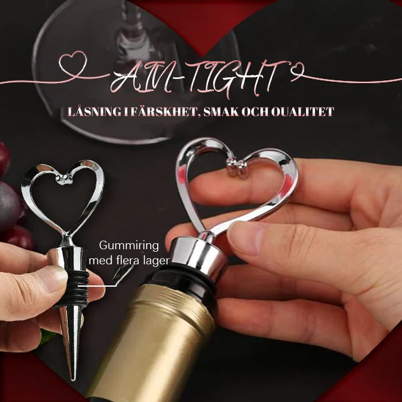 Heart-Shaped Wine Stopper with Rubber Seal Silver
