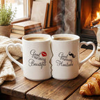 Interlocking Couple Mugs with Heart Handles