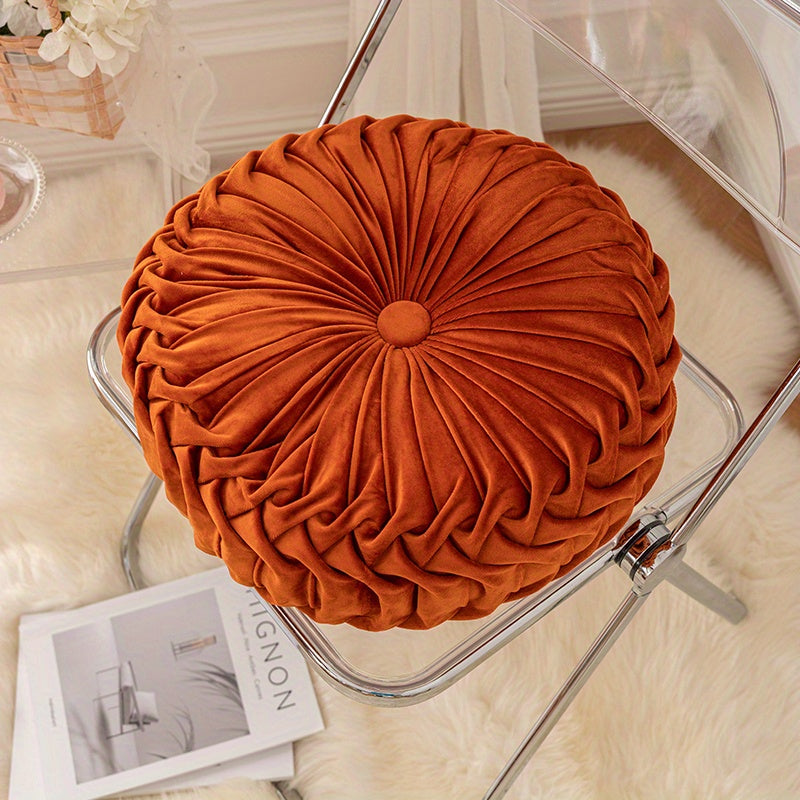 Round Velvet Floor Pillow – Soft Decorative Cushion Mandarin