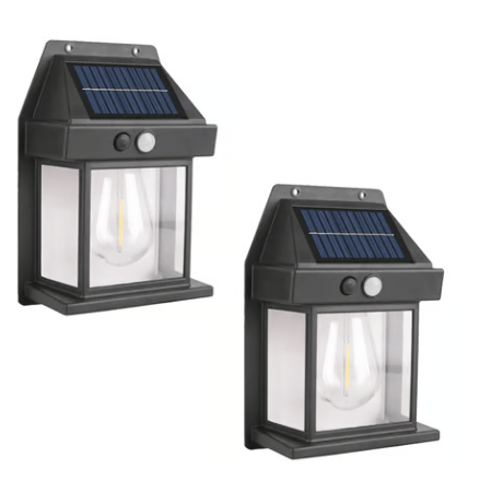 Solar Motion Sensor Wall Light with Edison Bulb Style