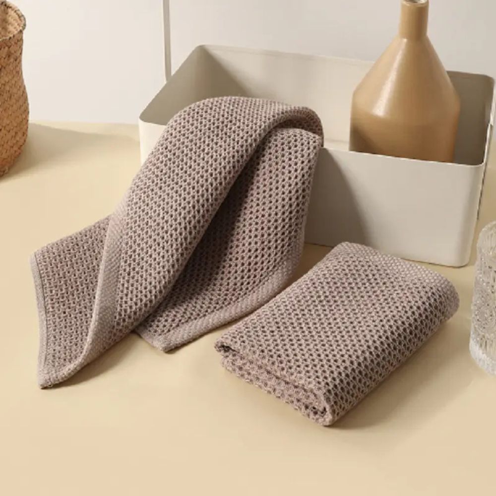 Honeycomb Cotton Kitchen Towels – Ultra Absorbent Light Coffee 13"x13"
