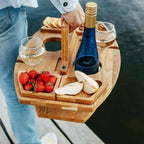 Bamboo Wine & Cheese Board with Bottle Holder