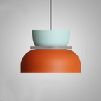 Scandinavian LED Pendant Light – Modern Two-Tone Design Large (Cyan and Orange)