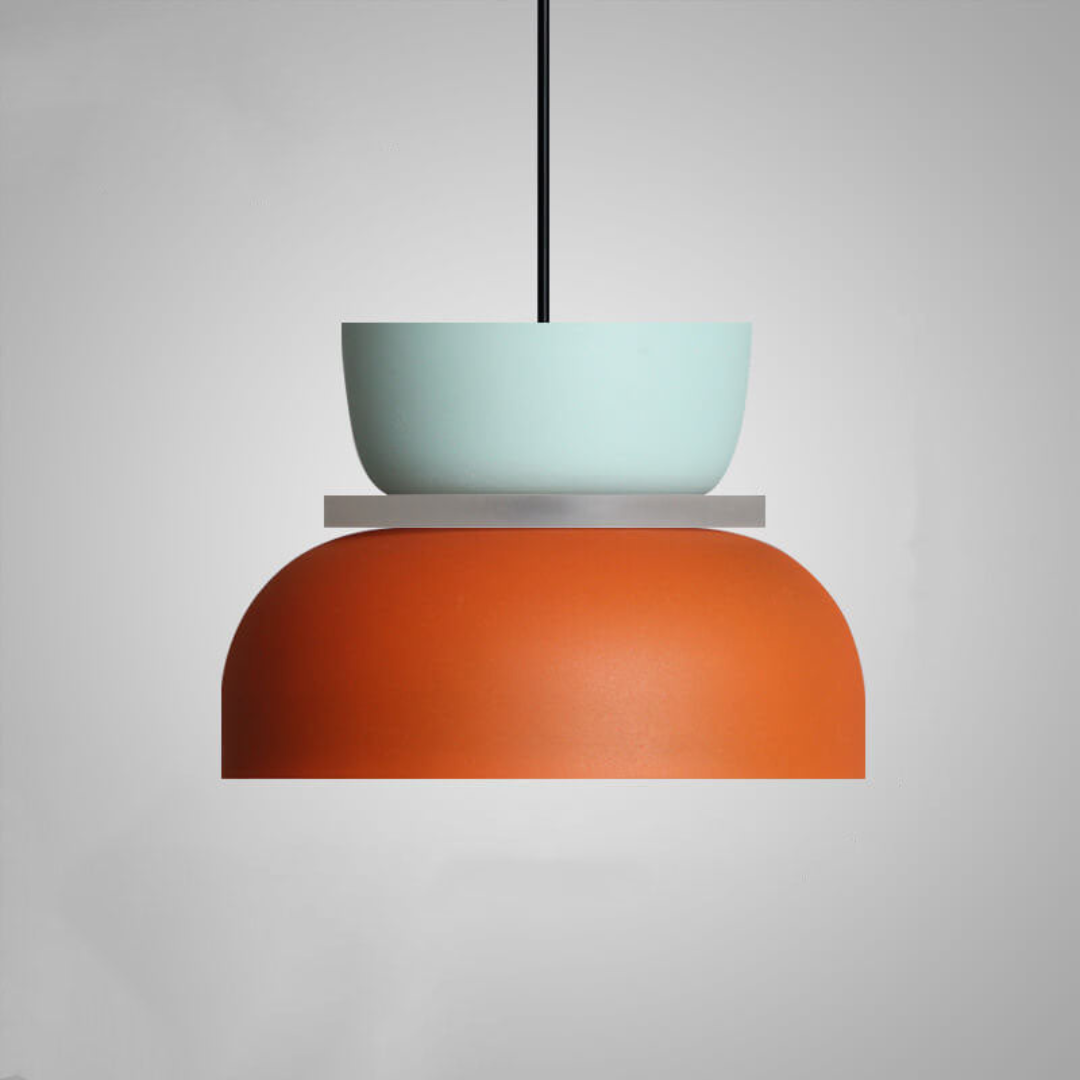 Scandinavian LED Pendant Light – Modern Two-Tone Design Large (Cyan and Orange)