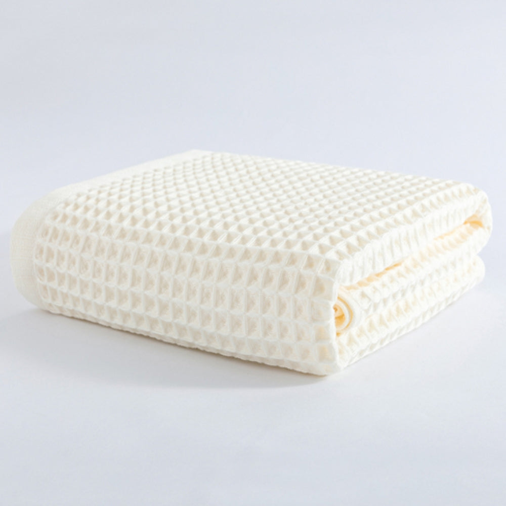 Waffle Weave Bath Towel – Lightweight & Quick-Dry Milky 27.5"x55"