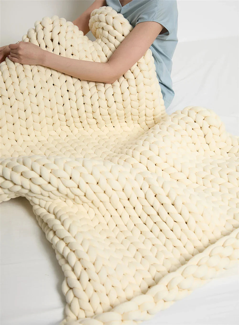 Chunky Knit Weighted Throw Blanket