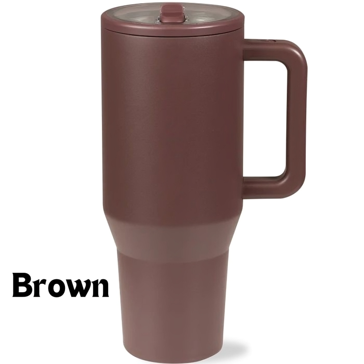 Insulated Travel Mug with Handle and Flip Straw - 40 oz Black