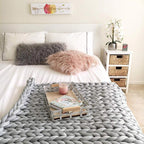Chunky Knit Throw Blanket – Soft Cotton Weave