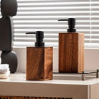 Walnut Soap Dispenser with Black Pump