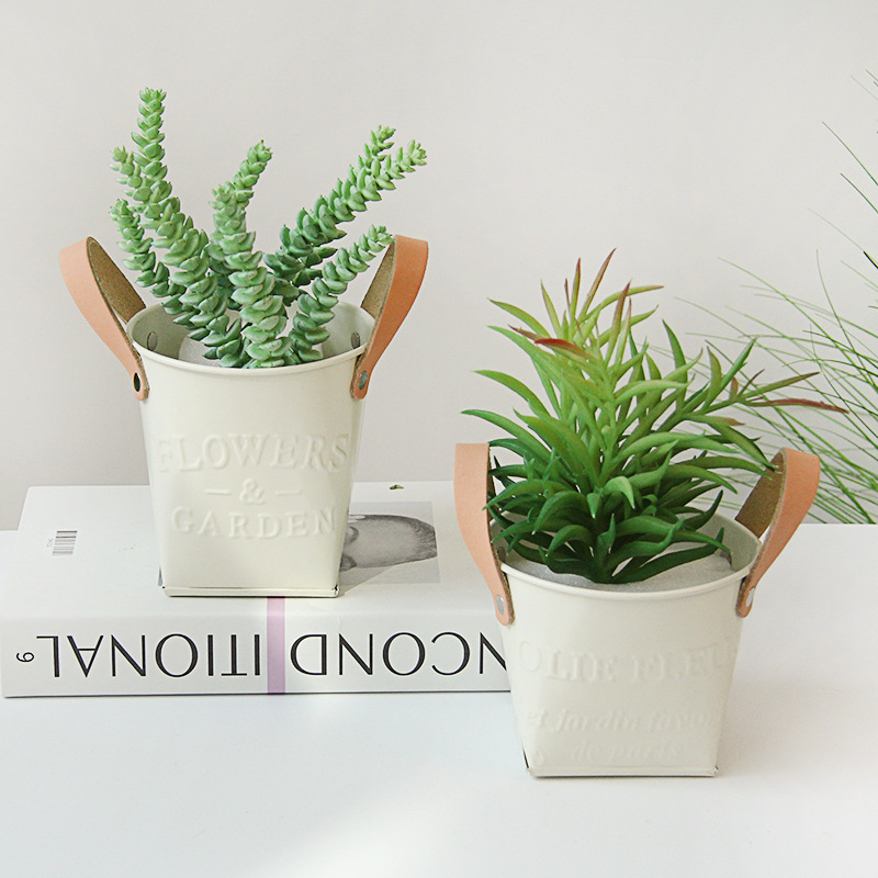 Garden Planters with Leather Handles