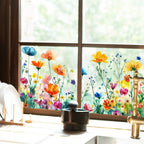 Window Sticker with Flower and Butterfly Motifs