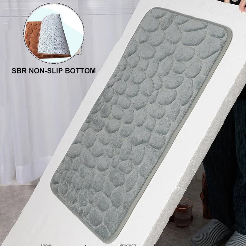 Memory Foam Bath Mat with Stone Pattern - Fast Drying