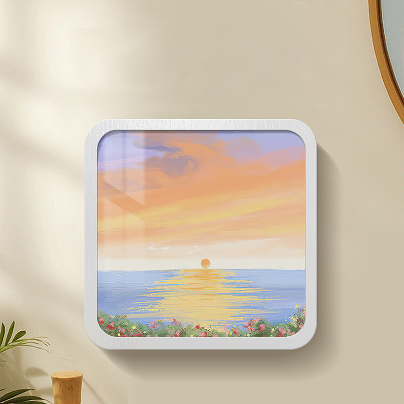 Wall-Mounted Storage Box with Sunset Artwork