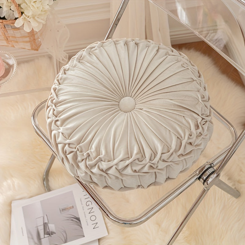 Round Velvet Floor Pillow – Soft Decorative Cushion Beige