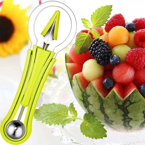 3-in-1 Fruit Cutter Tool - Melon Baller, Corer, Decorator