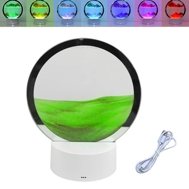 LED Sand Art Lamp with Color Changing Light Green