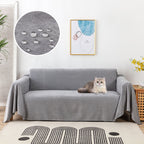 Waterproof Sofa Throw Cover with Jacquard Edge Gray