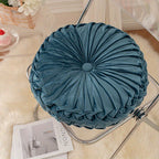 Round Velvet Floor Pillow – Soft Decorative Cushion Blue