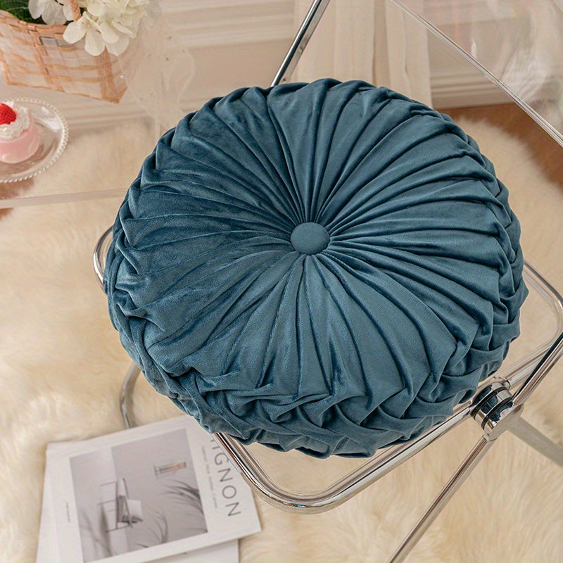 Round Velvet Floor Pillow – Soft Decorative Cushion Blue