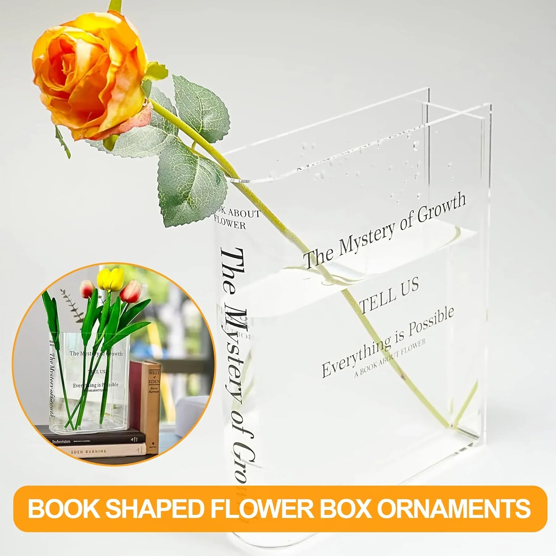 Clear Acrylic Book Vase – Transparent Flower Display