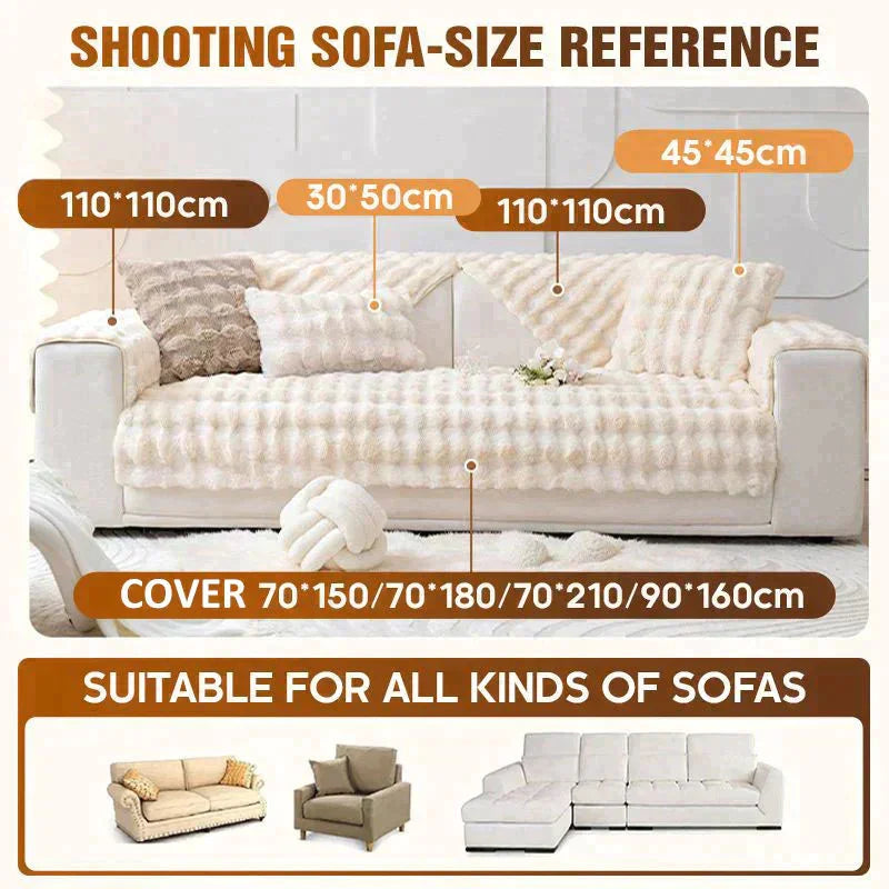 Plush Fleece Sofa Cover with Non-Slip Backing