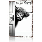 Bathroom Wall Sign with Vintage Metal Finish