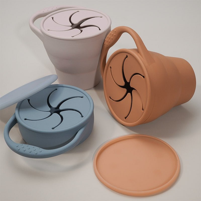 Silicone Snack Cup with Leak-Proof Lid for Kids