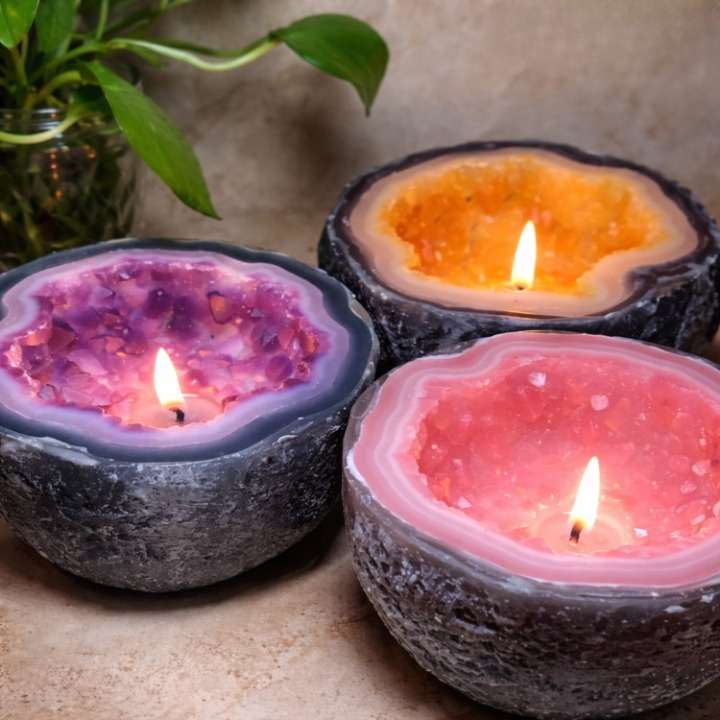 Crystal Agate Candle – Natural Stone Design