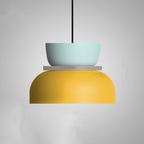 Scandinavian LED Pendant Light – Modern Two-Tone Design Large (Cyan and Yellow)