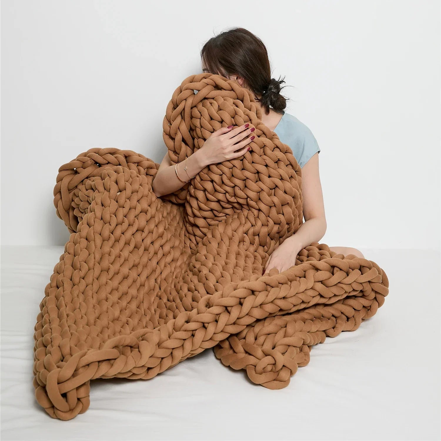 Chunky Knit Weighted Throw Blanket