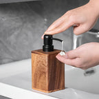 Walnut Soap Dispenser with Black Pump