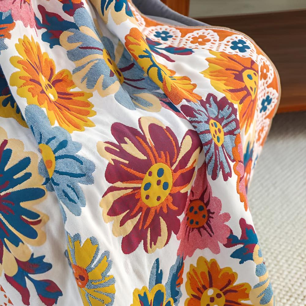 Floral Cotton Bath Towel – Reversible & Quick-Drying