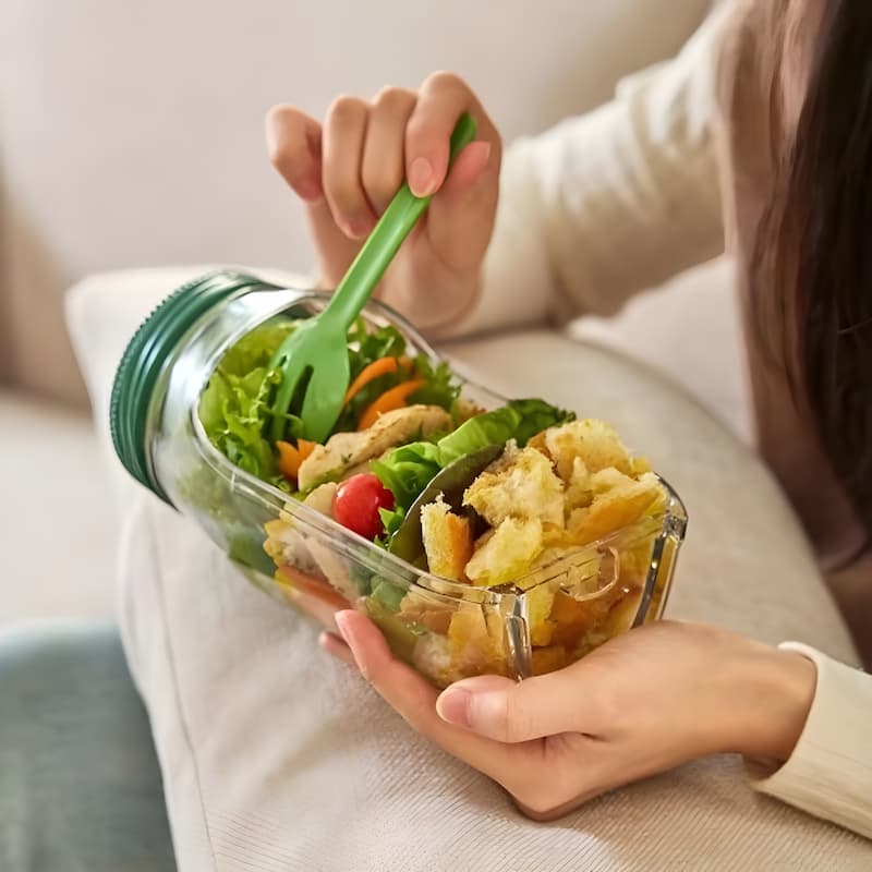 Glass Salad Container with Lid – Fresh Ingredients, No Soggy Salad