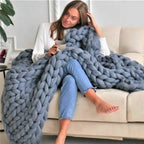 Chunky Knit Throw Blanket – Soft Cotton Weave