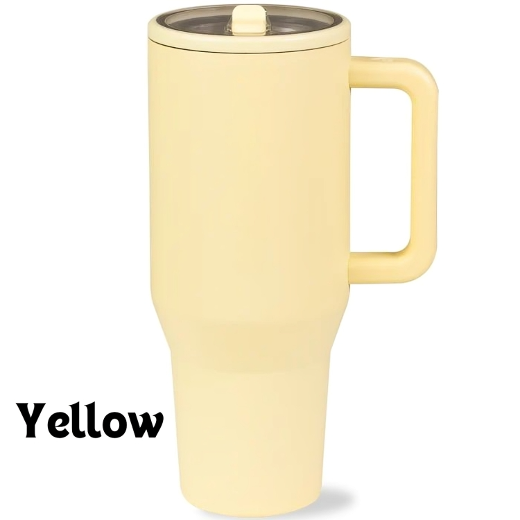 Insulated Travel Mug with Handle and Flip Straw - 40 oz