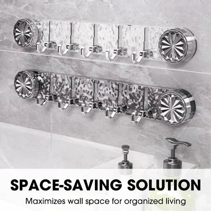 Self-Adhesive Wall Hook Rack with Foldable Hooks – No Drilling