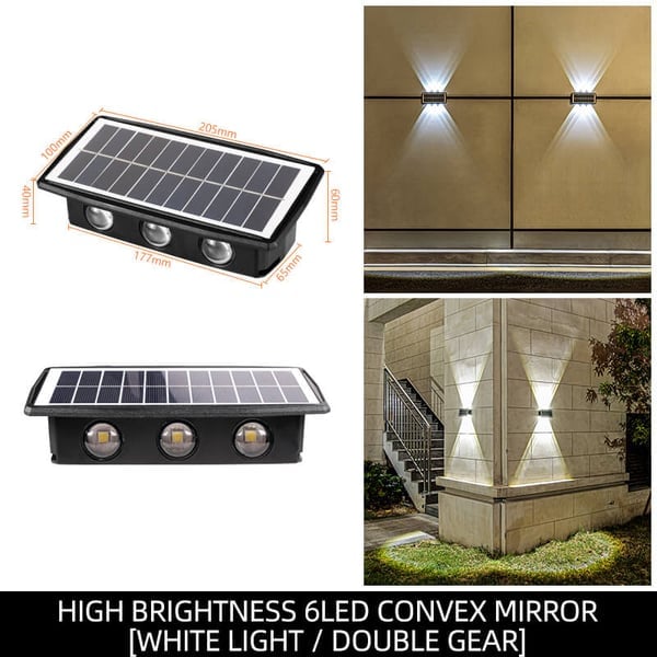 Solar Wall Light with Motion Sensor – Automatic Outdoor Lighting Cool light 6 LED