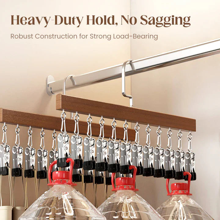 Wooden Hanger with Stainless Steel Clips – Hang More, Take Up Less Space - Set of 2