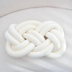 Knotted Velvet Throw Pillow – Modern Geometric Design White
