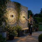 Solar Mandala Garden Light with Projection Patterns