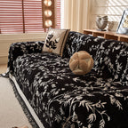 Chenille Sofa Throw with Botanical Print