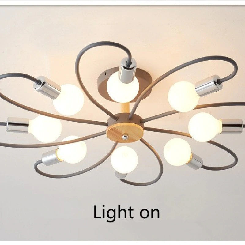 Modern Metal Ceiling Light with Curved Arms