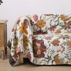 Reversible Floral Throw Blanket - Cotton with Vintage Pattern